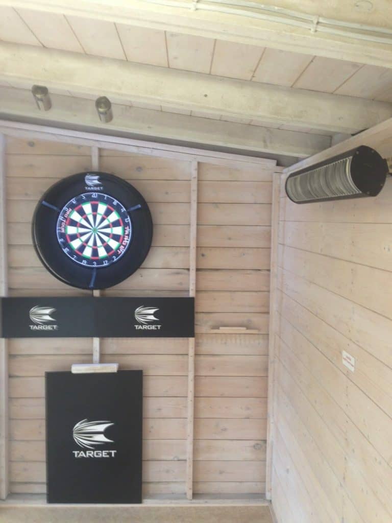 Wayne Mardle heats his shed used as a darts school